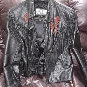 Daytona Black Leather Fringe Jacket